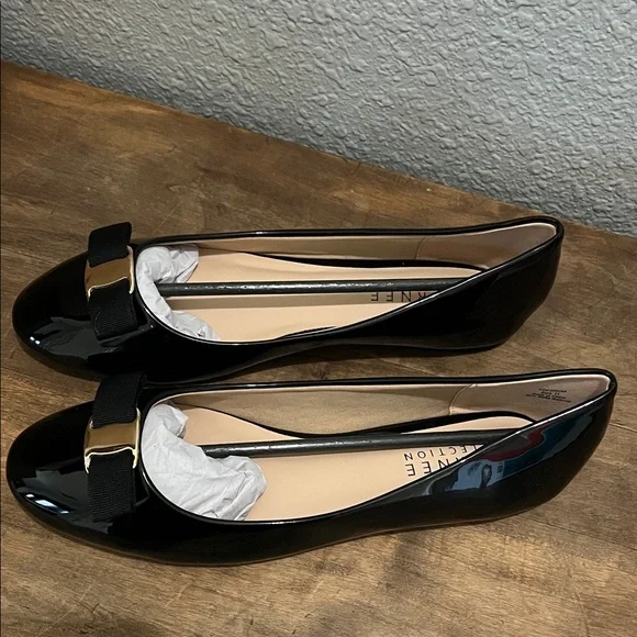 Journey collection Kim Black Patent Leather Women's Flats size 11 - Picture 1 of 7